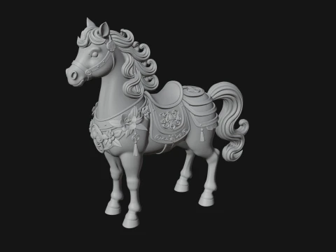 Floral Chibi Horse Statue Design 2 - 3D Print Model 3D Print Model