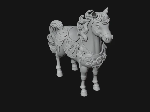 Floral Chibi Horse Statue Design 2 - 3D Print Model 3D Print Model