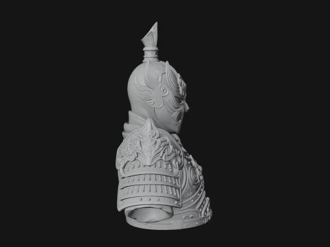 Ornate Asian Armor Bust Statue Design 1 - 3D Print Model 3D Print Model