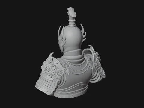 Ornate Asian Armor Bust Statue Design 1 - 3D Print Model 3D Print Model