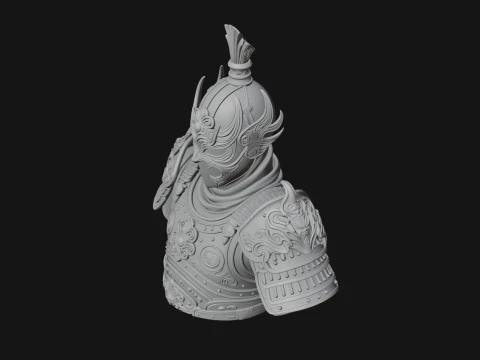Ornate Asian Armor Bust Statue Design 1 - 3D Print Model 3D Print Model