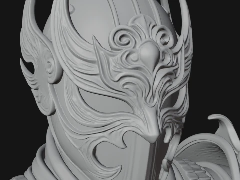 Ornate Asian Armor Bust Statue Design 1 - 3D Print Model 3D Print Model