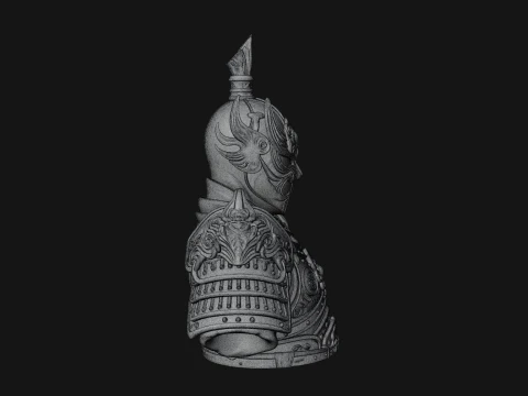 Ornate Asian Armor Bust Statue Design 1 - 3D Print Model 3D Print Model
