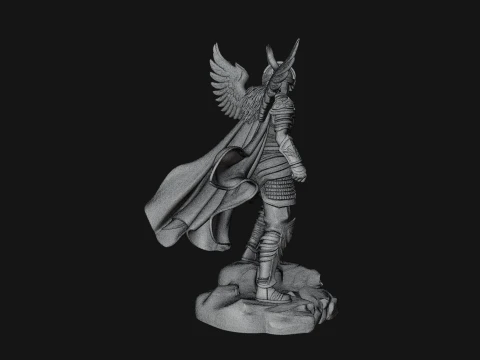 Valkyrie with Hammer Statue Design 2 - 3D Print Model 3D Print Model