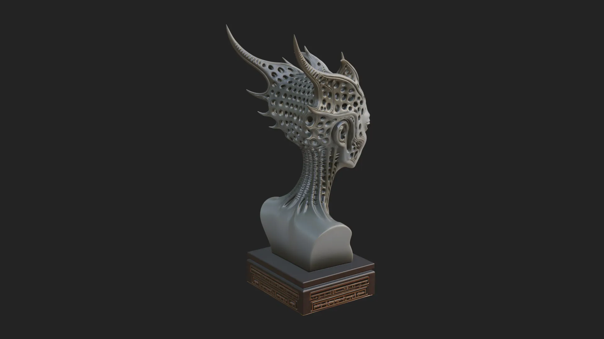 Biomechanical Alien Bust Statue Design 7 - 3D Print Model 3D Print Model .c4d .max .obj .3ds .fbx .stl .blend 