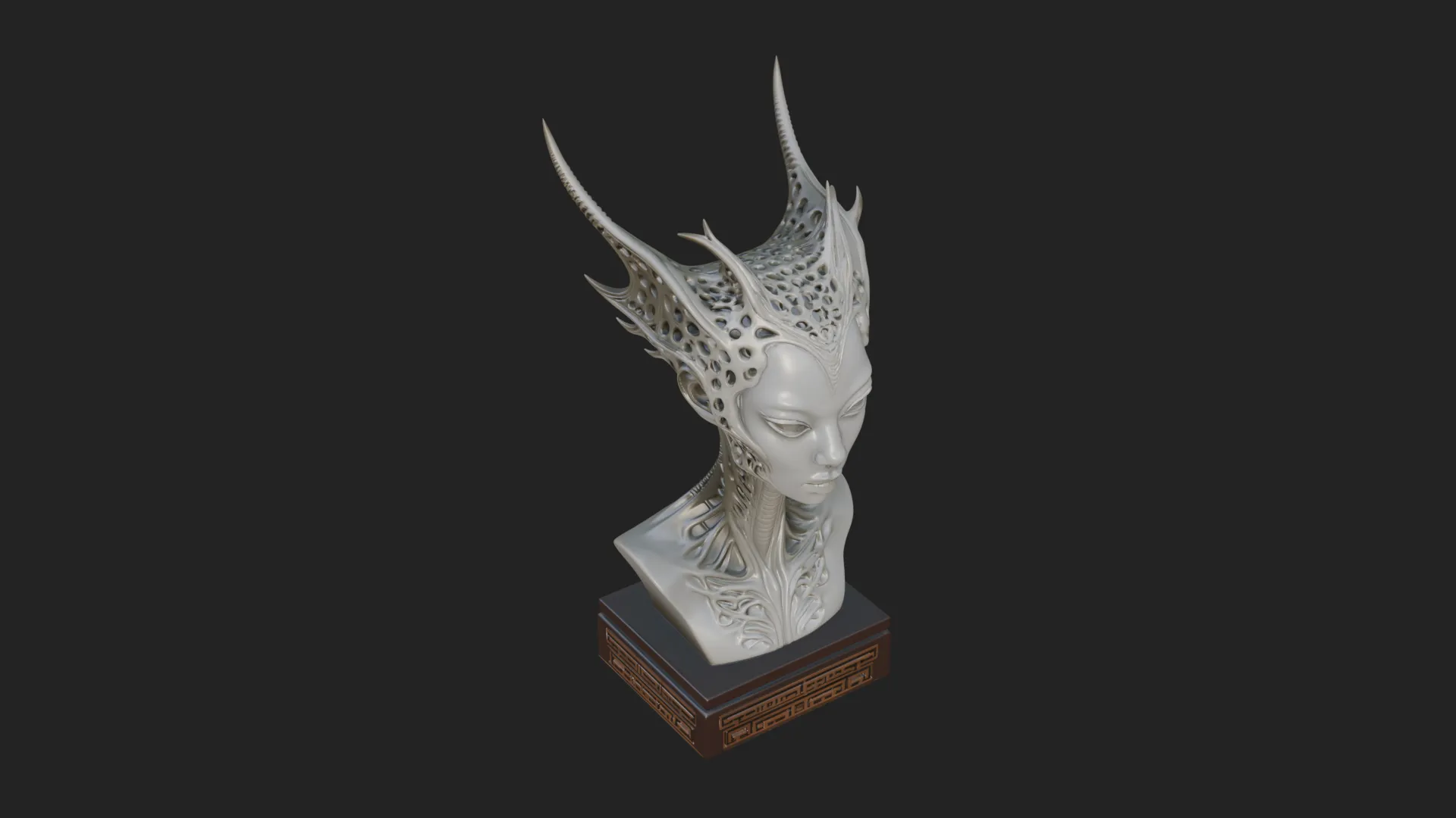 Biomechanical Alien Bust Statue Design 7 - 3D Print Model 3D Print Model .c4d .max .obj .3ds .fbx .stl .blend 