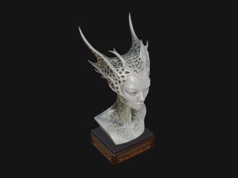 Biomechanical Alien Bust Statue Design 7 - 3D Print Model 3D Print Model
