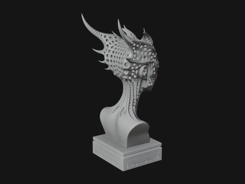 Biomechanical Alien Bust Statue Design 7 - 3D Print Model 3D Print Model
