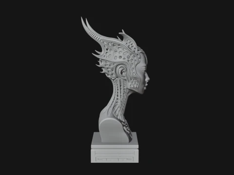 Biomechanical Alien Bust Statue Design 7 - 3D Print Model 3D Print Model