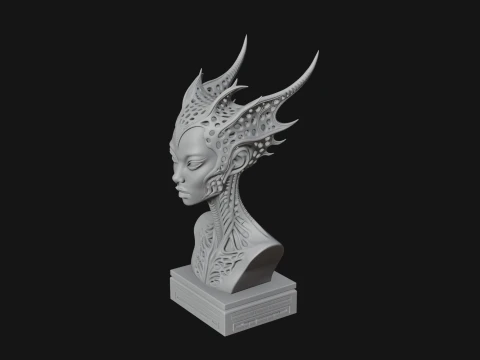 Biomechanical Alien Bust Statue Design 7 - 3D Print Model 3D Print Model