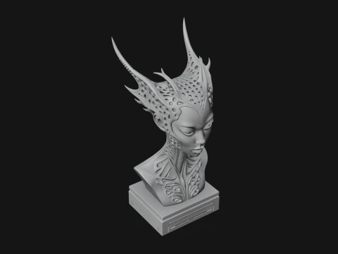 Biomechanical Alien Bust Statue Design 7 - 3D Print Model 3D Print Model
