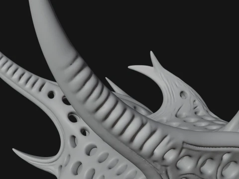 Biomechanical Alien Bust Statue Design 7 - 3D Print Model 3D Print Model