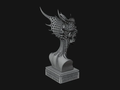 Biomechanical Alien Bust Statue Design 7 - 3D Print Model 3D Print Model