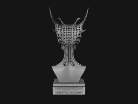 Biomechanical Alien Bust Statue Design 7 - 3D Print Model 3D Print Model