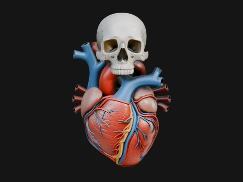 Skull and Heart Anatomy Statue Design 2 - 3D Print Model 3D Print Model