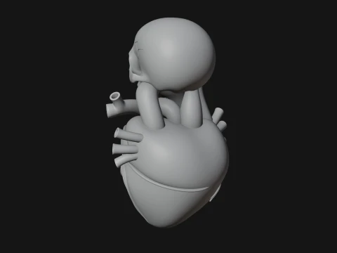 Skull and Heart Anatomy Statue Design 2 - 3D Print Model 3D Print Model