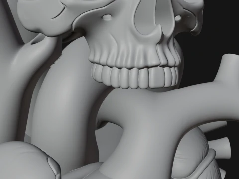 Skull and Heart Anatomy Statue Design 2 - 3D Print Model 3D Print Model