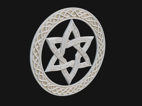 Celtic Star Knot Plaque Design 1 - 3D Print Model 3D Print Model