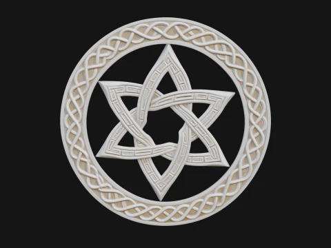 Celtic Star Knot Plaque Design 1 - 3D Print Model 3D Print Model