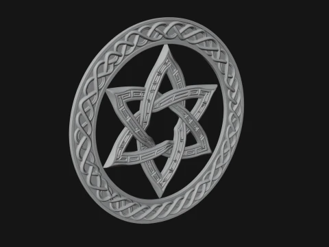 Celtic Star Knot Plaque Design 1 - 3D Print Model 3D Print Model