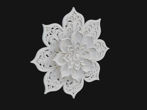 Lotus Mandala Wall Plaque Design 3 - 3D Print Model Modello di stampa 3D