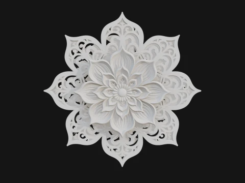 Lotus Mandala Wall Plaque Design 3 - 3D Print Model 3D Print Model