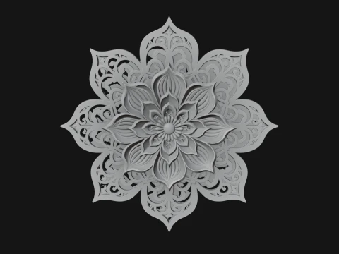 Lotus Mandala Wall Plaque Design 3 - 3D Print Model 3D Print Model