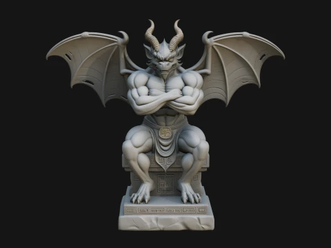 Gargoyle on Pedestal Statue Design 1 - 3D Print Model 3D Print Model