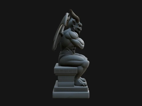 Gargoyle on Pedestal Statue Design 1 - 3D Print Model 3D Print Model