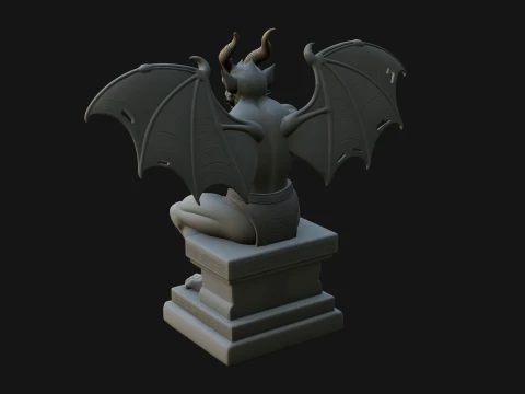 Gargoyle on Pedestal Statue Design 1 - 3D Print Model 3D Print Model