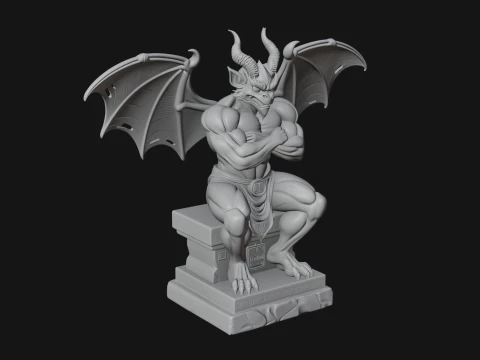 Gargoyle on Pedestal Statue Design 1 - 3D Print Model 3D Print Model
