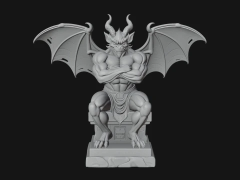Gargoyle on Pedestal Statue Design 1 - 3D Print Model 3D Print Model