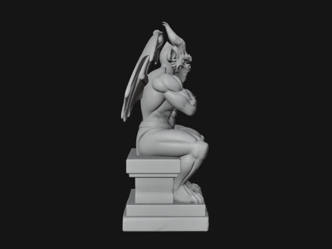 Gargoyle on Pedestal Statue Design 1 - 3D Print Model 3D Print Model