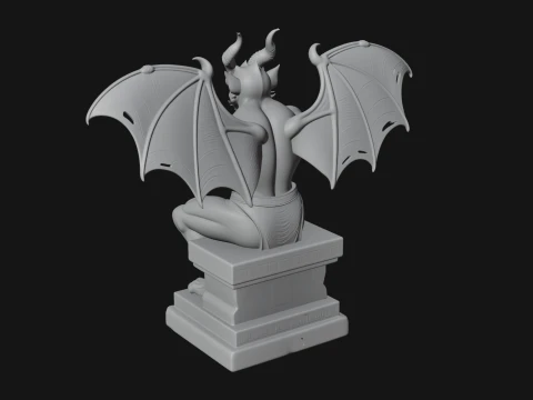Gargoyle on Pedestal Statue Design 1 - 3D Print Model 3D Print Model