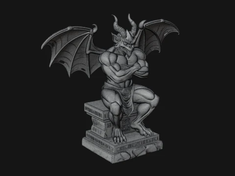 Gargoyle on Pedestal Statue Design 1 - 3D Print Model 3D Print Model