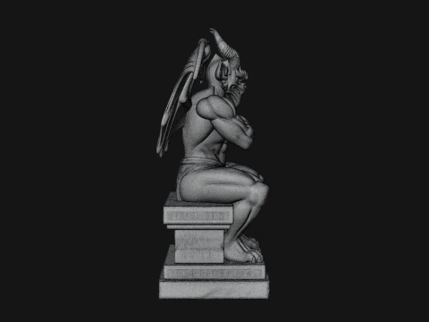 Gargoyle on Pedestal Statue Design 1 - 3D Print Model 3D Print Model