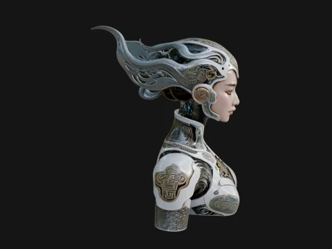 Futuristic Woman Bust Statue Design 5 - 3D Print Model Modello di stampa 3D