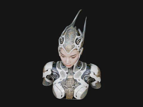 Futuristic Woman Bust Statue Design 5 - 3D Print Model 3D Print Model