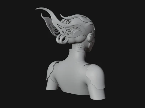 Futuristic Woman Bust Statue Design 5 - 3D Print Model 3D Print Model
