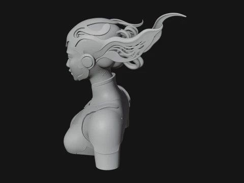 Futuristic Woman Bust Statue Design 5 - 3D Print Model 3D Print Model
