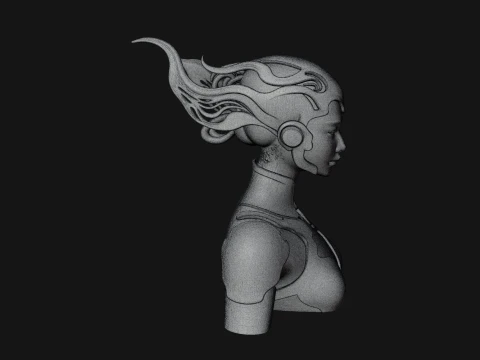Futuristic Woman Bust Statue Design 5 - 3D Print Model 3D Print Model