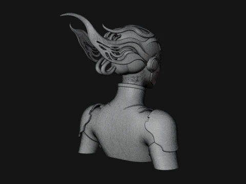 Futuristic Woman Bust Statue Design 5 - 3D Print Model 3D Print Model