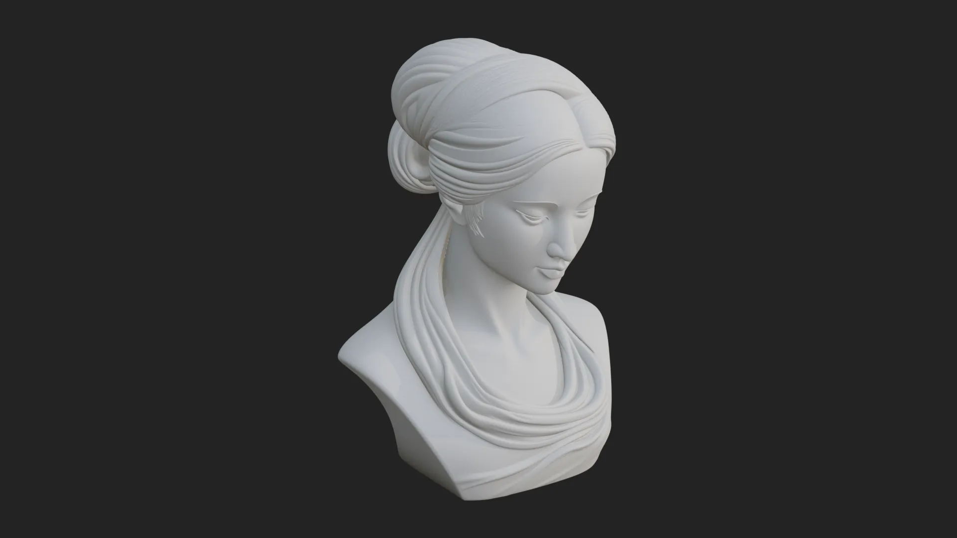 Serene Draped Woman Bust Statue Design 2 - 3D Print Model 3D Print Model .c4d .max .obj .3ds .fbx .stl .blend