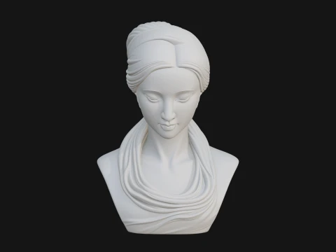 Serene Draped Woman Bust Statue Design 2 - 3D Print Model 3D Print Model