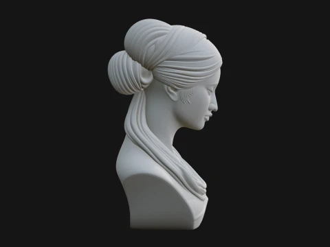 Serene Draped Woman Bust Statue Design 2 - 3D Print Model 3D Print Model