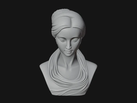 Serene Draped Woman Bust Statue Design 2 - 3D Print Model 3D Print Model