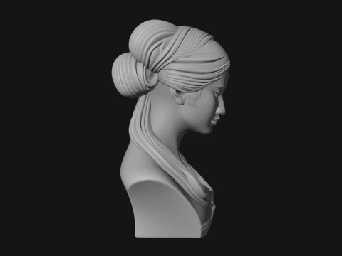 Serene Draped Woman Bust Statue Design 2 - 3D Print Model 3D Print Model