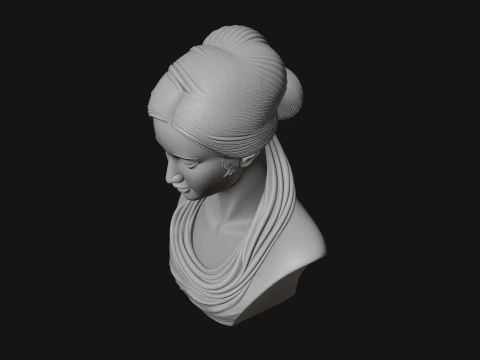 Serene Draped Woman Bust Statue Design 2 - 3D Print Model 3D Print Model