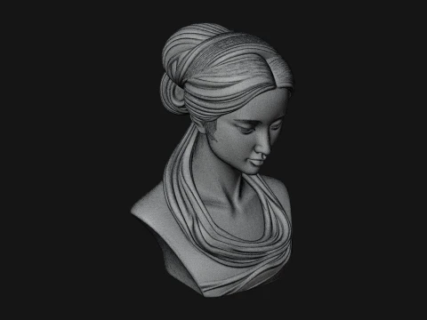 Serene Draped Woman Bust Statue Design 2 - 3D Print Model 3D Print Model