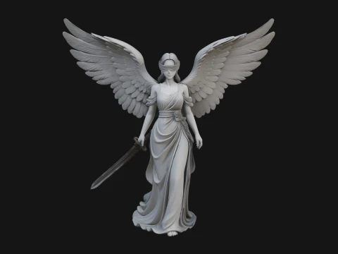 Winged Angel Warrior Woman Statue Design 3 - 3D Print Model 3D Print Model